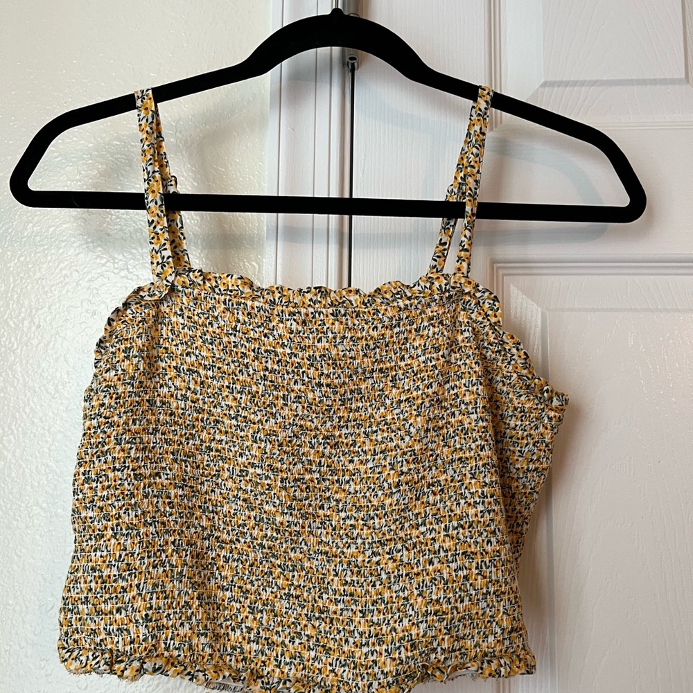 Floral Smocked Yellow Crop Top